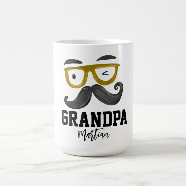 Funny gelb Klassen und Schnurrbart Custom Opa Kaffeetasse (Mittel)