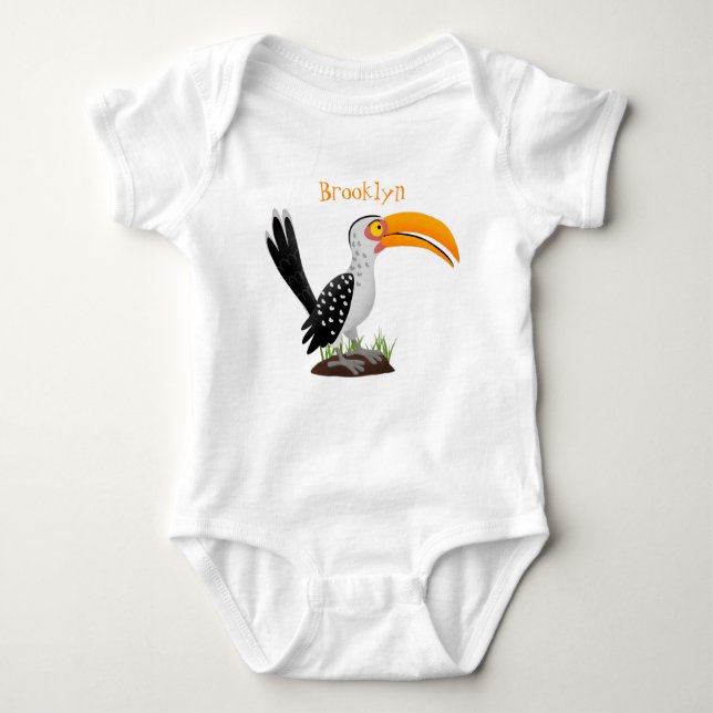 Funny Gelb Tannenvogel Safari Cartoon Baby Strampler (Vorderseite)
