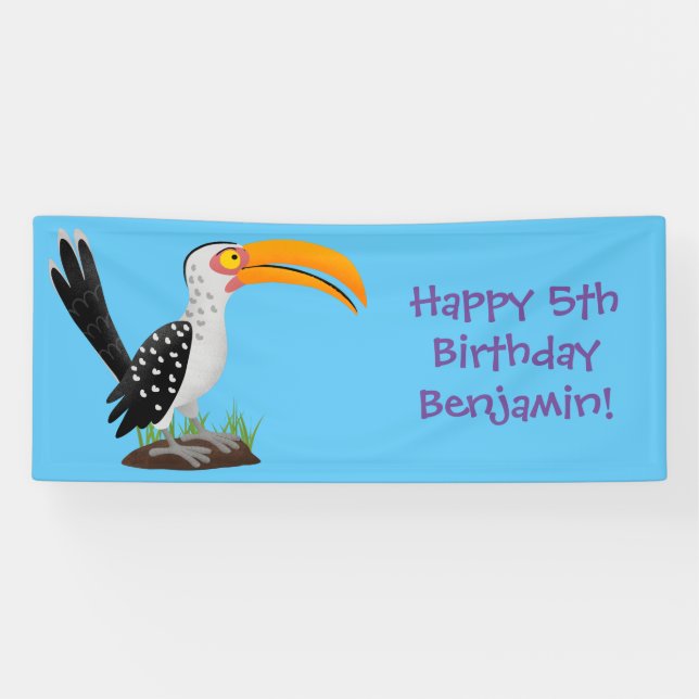 Funny Gelb Tannenvogel Safari Cartoon Banner (Horizontal)