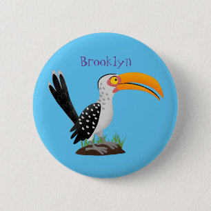 Funny Gelb Tannenvogel Safari Cartoon Button