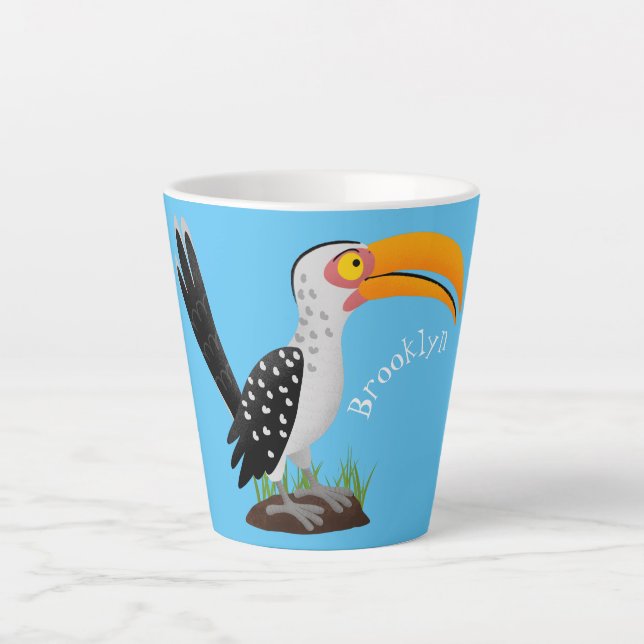 Funny Gelb Tannenvogel Safari Cartoon Milchtasse (Vorderseite)