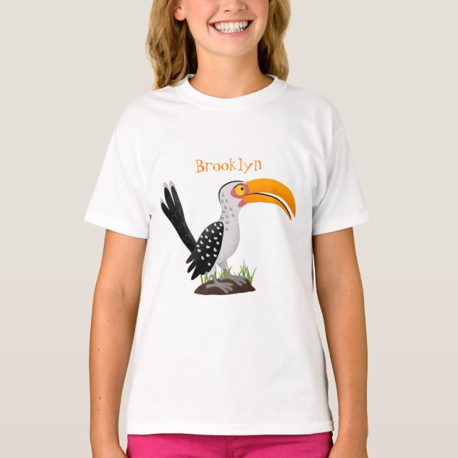 Funny Gelb Tannenvogel Safari Cartoon T-Shirt (Vorderseite)