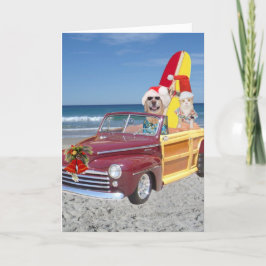 Funny Gelbe Labrador & Cat Surfer Weihnachten