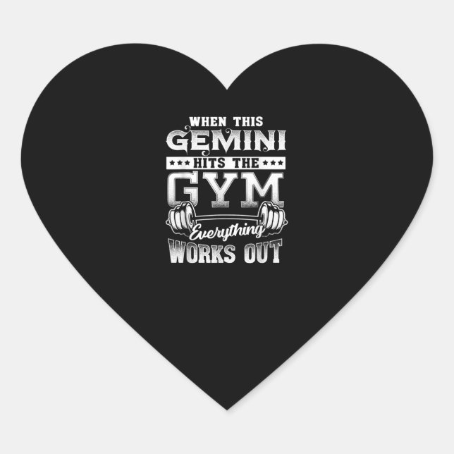 Funny Gemini Gym Workout Design Herz-Aufkleber (Vorderseite)