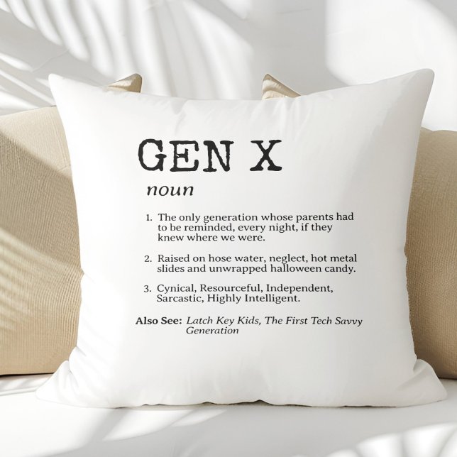 Funny Gen X Definition Black Typografy Kissen (Von Creator hochgeladen)