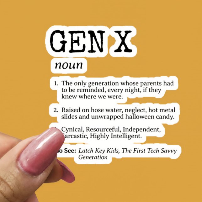 Funny Generation X Definition Schwarze Typografie Aufkleber (Von Creator hochgeladen)