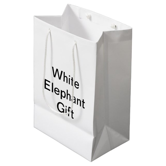 Funny Generic White Elephant Gift Mittlere Geschenktüte (Vorderseite Schrägansicht)