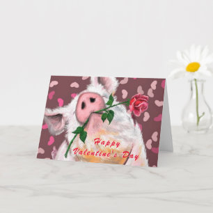 Funny Gentleman Pig Happy Valentine's Day Card Karte
