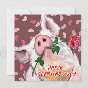 Funny Gentleman Pig Valentine's Day Card Karte