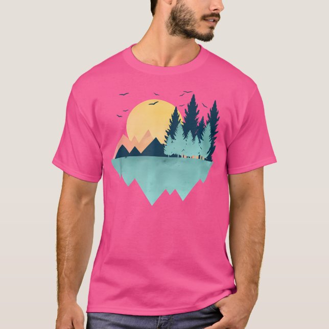 Funny Geometric Mountain Abstrakt Geometry Außenbe T-Shirt (Vorderseite)
