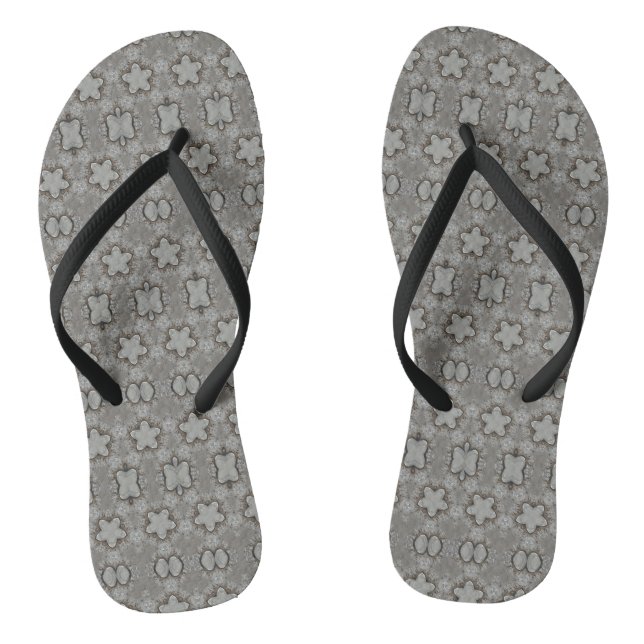 Funny Geometric Pattern Stars Silver Gray Elegant Flip Flops (Fußbett)