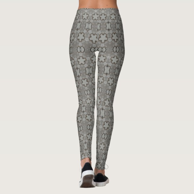 Funny Geometric Pattern with Stars Silver Gray Leggings (Rückseite)