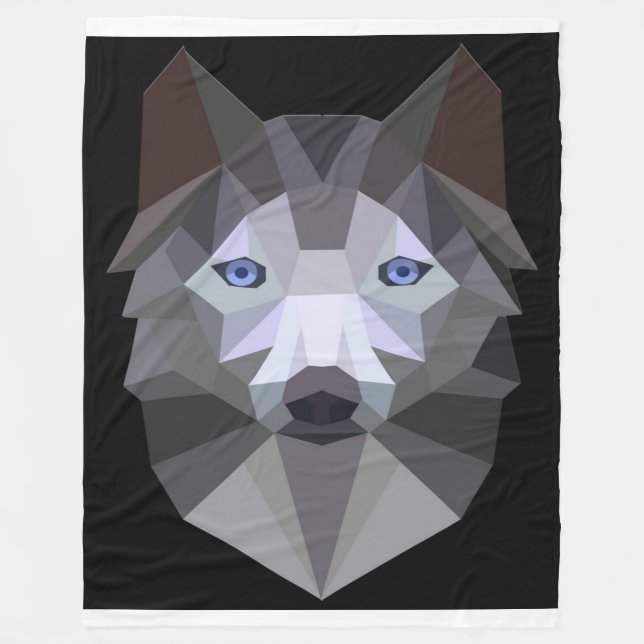 Funny Geometry Husky Face gibt Lover Fleecedecke (Vorderseite)