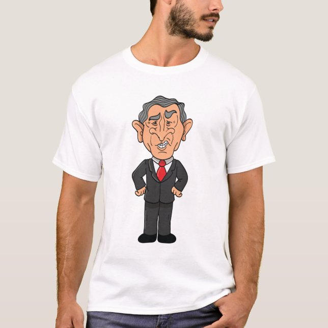 Funny George W Bush Political Caricature T-Shirt (Vorderseite)