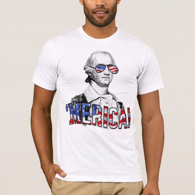 Funny George Washington Merica Patriotic America T-Shirt (Vorderseite)