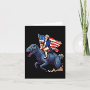 Funny George Washington Riding A Tyrannosaurus Rex Karte
