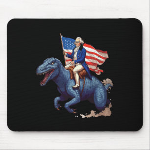 Funny George Washington Riding A Tyrannosaurus Rex Mousepad