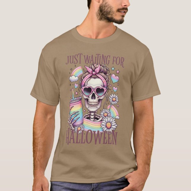 Funny gerade Gewartet Halloween Skeleton Spooky S T-Shirt (Vorderseite)