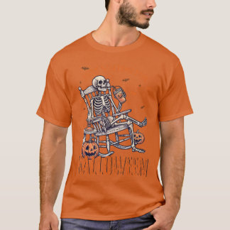 Funny gerade Gewartet Halloween Skeleton Spooky V T-Shirt