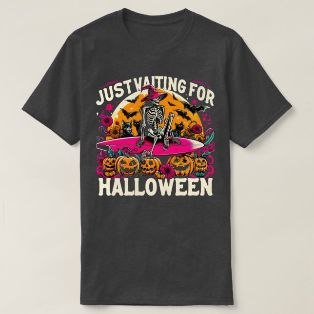 Funny gerade Gewartet Halloween Skeleton Spooky V T-Shirt (Design vorne)