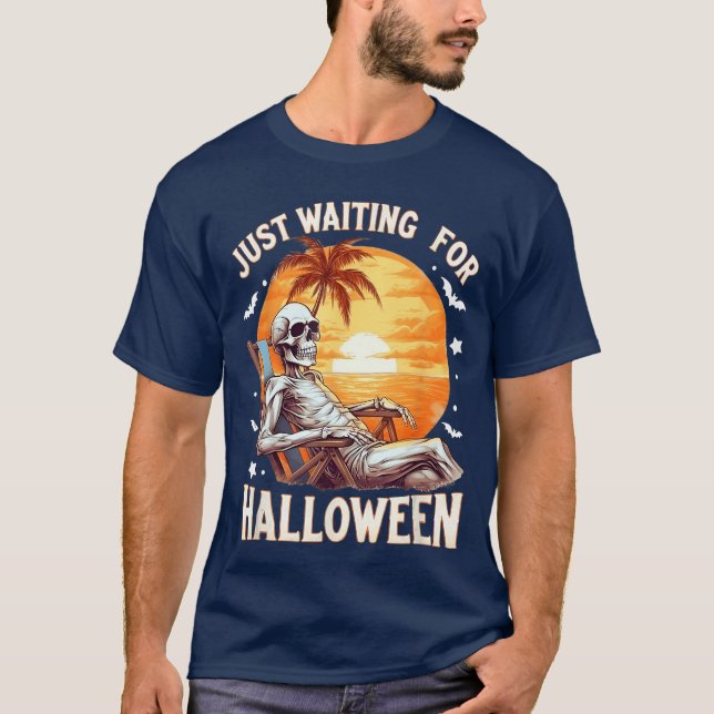 Funny gerade Gewartet Halloween Skeleton Spooky V T-Shirt (Vorderseite)