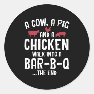 Funny geräuchert Fleisch Steak Grillen Bar Grill G Runder Aufkleber