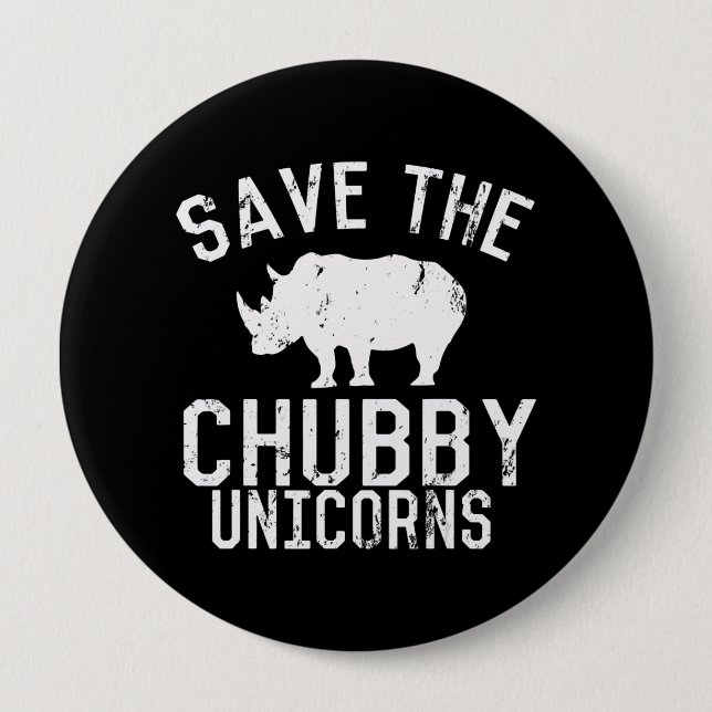 Funny Gerettet Chubby Unicorns Fat Rhino Button (Vorderseite)