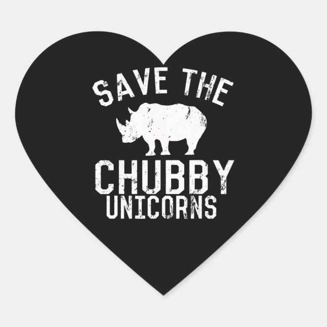 Funny Gerettet Chubby Unicorns Fat Rhino Herz-Aufkleber (Vorderseite)