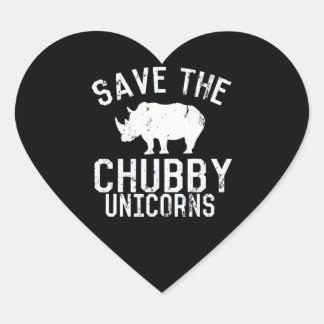 Funny Gerettet Chubby Unicorns Fat Rhino Herz-Aufkleber