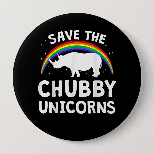 Funny Gerettet Chubby Unicorns Rhino Lover Geschen Button (Vorderseite)