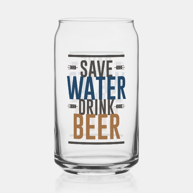 Funny gerettet Wasser trinken Bier Wort Kunst Dosenglas (Vorderseite)