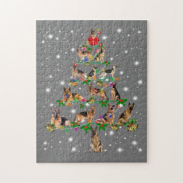 Funny German Shepherd Christmas Tree Decor Ornamen Puzzle (Vertikal)