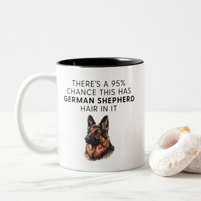 Funny German Shepherd Dog Hair Zweifarbige Tasse (Mit Donut)