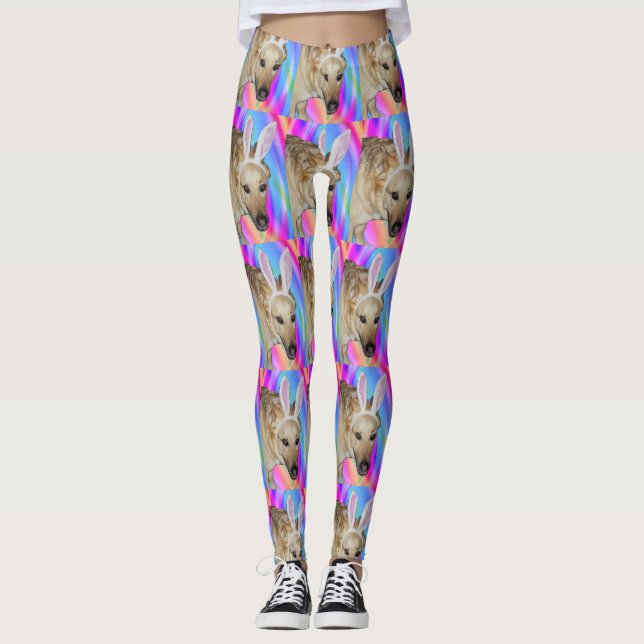 Funny German Shepherd Dog & Ostersonnige Ohren Leggings (Vorderseite)