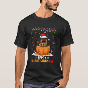 Funny German Shepherd On Pumpkin Happy Hallodanke T-Shirt