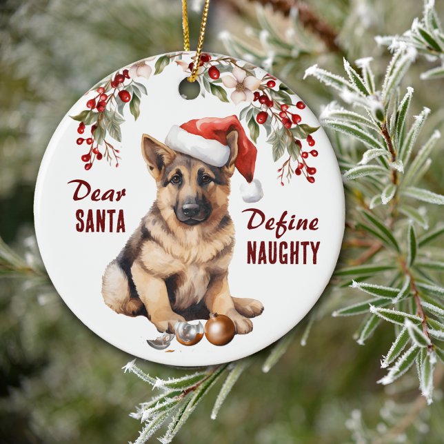 Funny German Shepherd Pup Definition Naughty Chris Keramik Ornament (Von Creator hochgeladen)