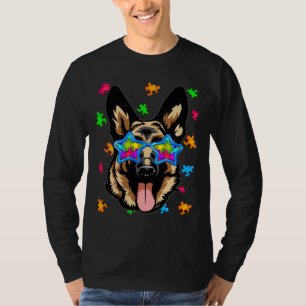 Funny German Shepherd Puzzle Autism Awareness Hund T-Shirt