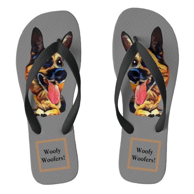 Funny German Shepherd Sandals Flip Flops (Fußbett)