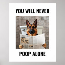 Funny German Shepherd sitzt auf der Toilette Wand  Poster