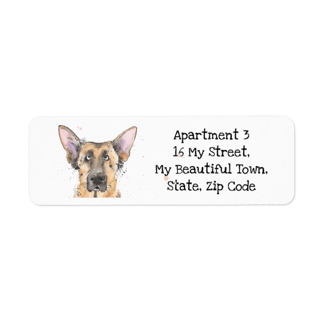 Funny German Shepherd speckle watercolor dog label (Vorne)