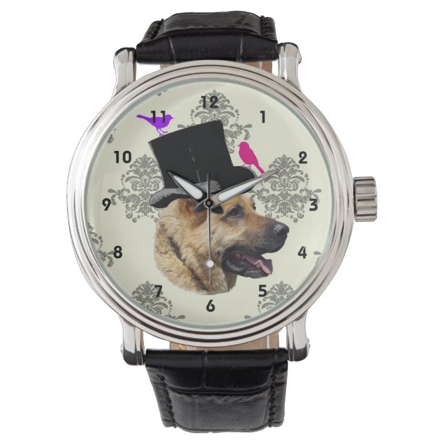 Funny German shepherdog Armbanduhr (Vorderseite)