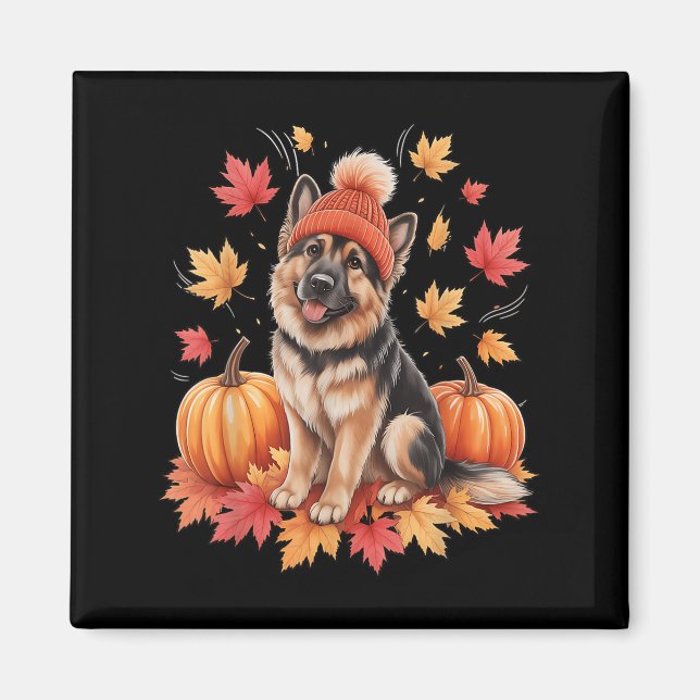 Funny German Shepherfall vom Herbst lässt Dog Lov Magnet (Vorne)