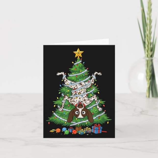 Funny German Shorthaired Inter Dog Christmas Tree  Karte (Vorderseite)