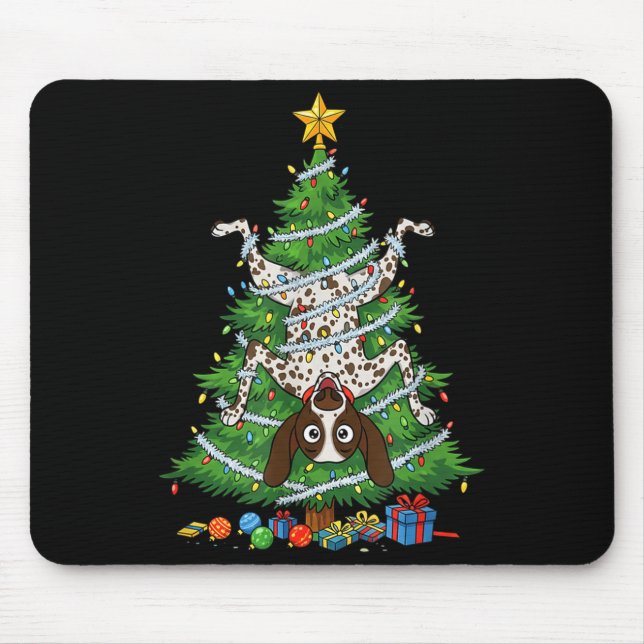 Funny German Shorthaired Inter Dog Christmas Tree  Mousepad (Vorne)