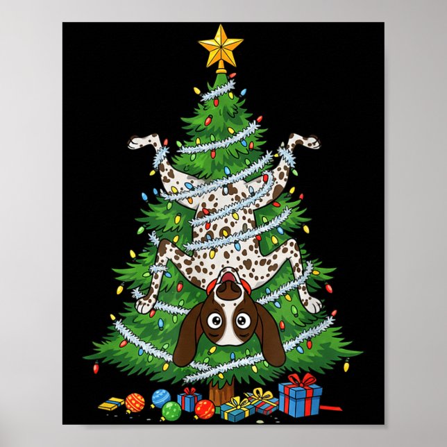 Funny German Shorthaired Inter Dog Christmas Tree  Poster (Vorne)