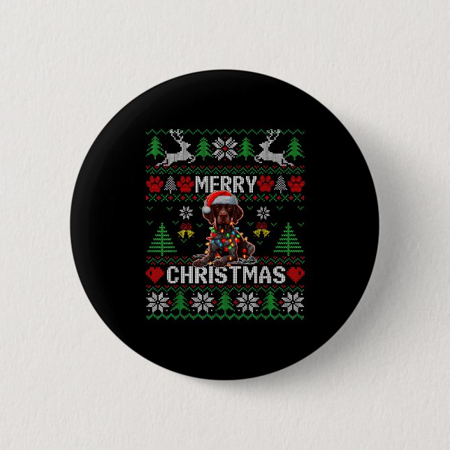 Funny German Shorthaired Inter Dog Ugly Xmas Sweat Button (Vorderseite)