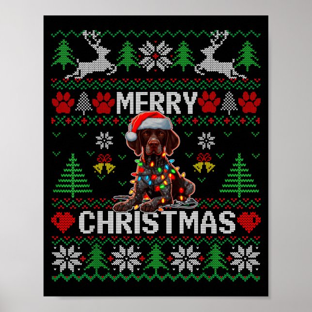 Funny German Shorthaired Inter Dog Ugly Xmas Sweat Poster (Vorne)