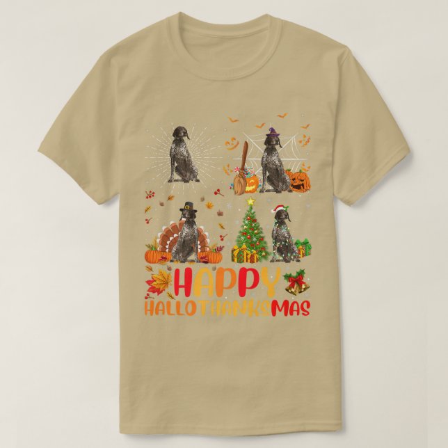 Funny German Shorthaired Pointer Dog Happy Halloth T-Shirt (Design vorne)