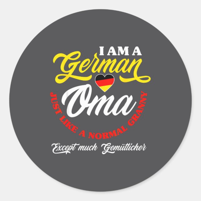 Funny Germany German Oma German Granny Deutsche Om Runder Aufkleber (Vorderseite)