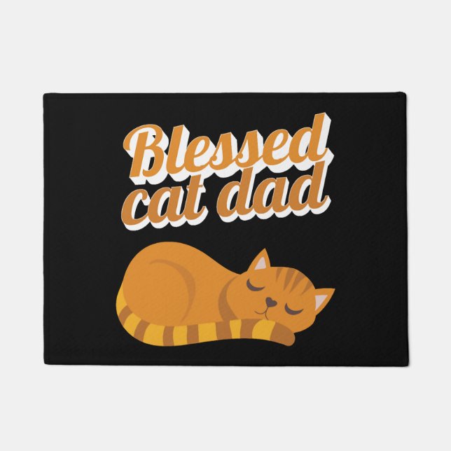 Funny gesegnet Cat Vater Orange Tabby Cat Feline Fußmatte (Vorderseite)